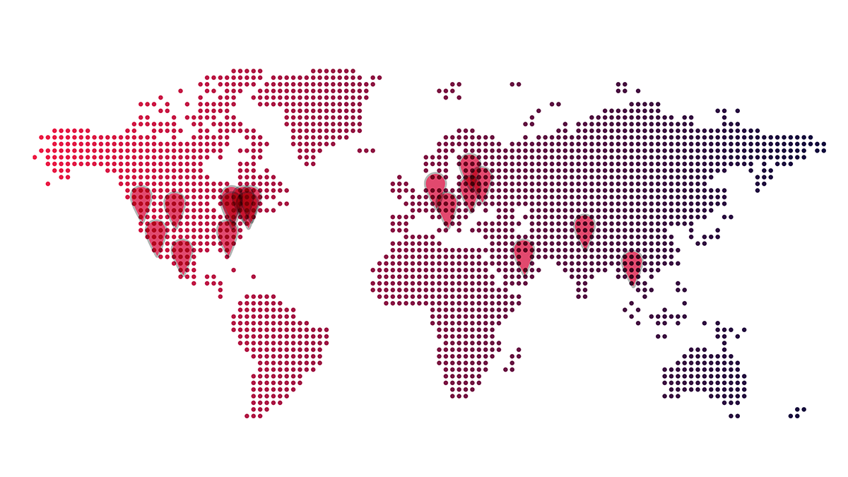 Map of where Confiant employees are all at!